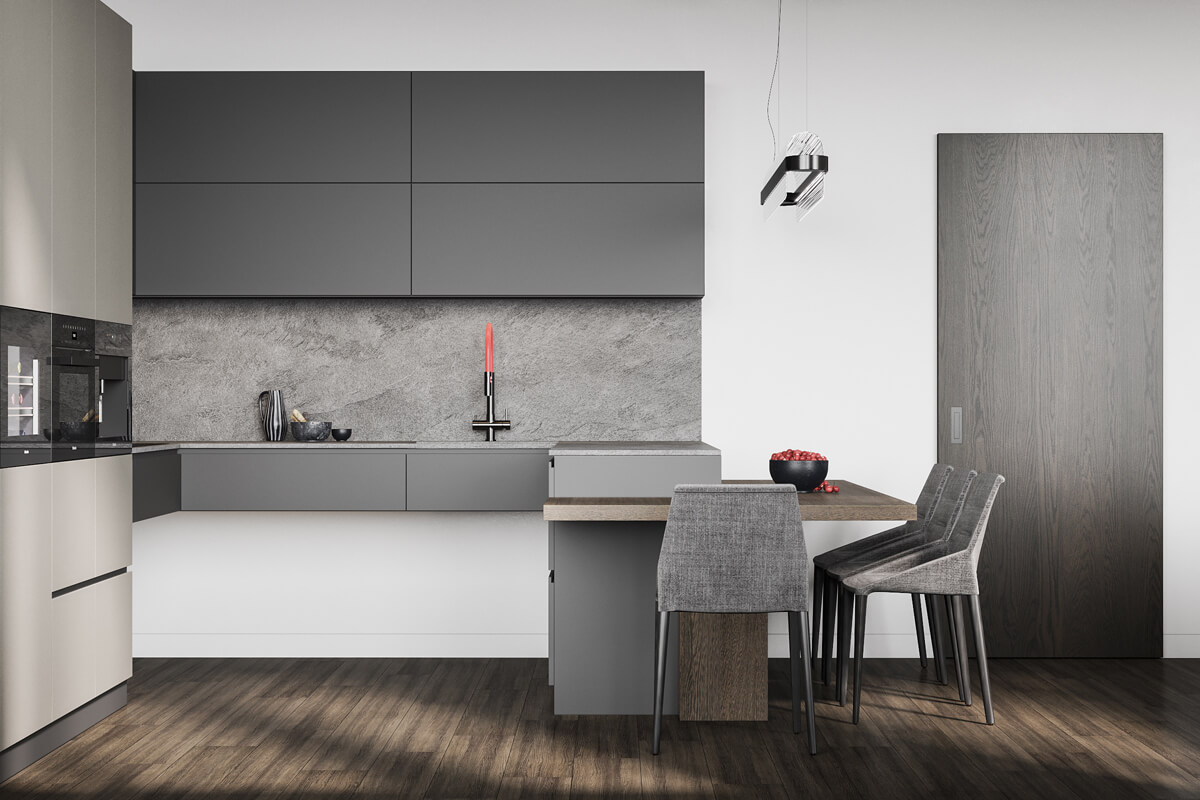 Stylowy stół barowy Stylowa kuchnia 2026 z stołem barowym idealna na szybkie śniadania i spotkania