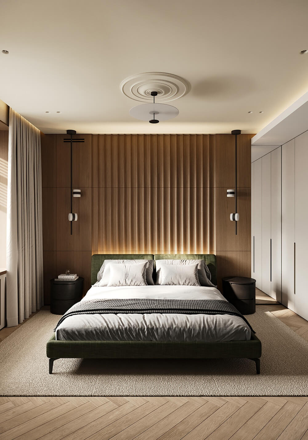 Stylowy niebieski sufit Kolorowy sufit w salonie: niebieski kolor dodaje głębi i stylu wnętrzu.