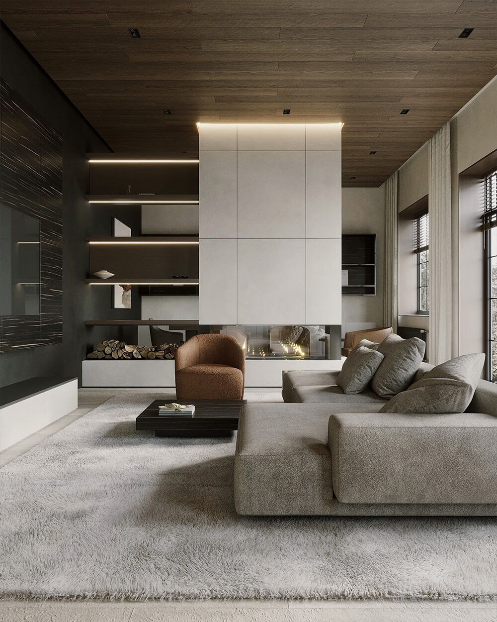 Unikalny drewniany design Dekoracyjny drewniany sufit. Unikalny design z interesującym wzorem. Dodaje charakteru.