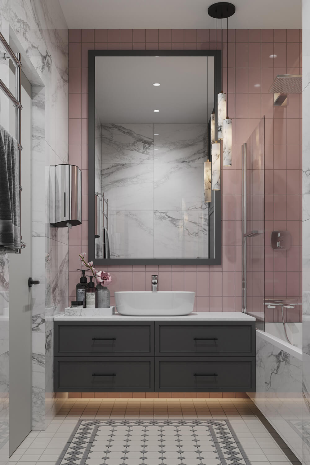 Domowe biuro Domowe biuro w mieszkaniu 100m2: biurko i półki na książki, przestrzeń do pracy.