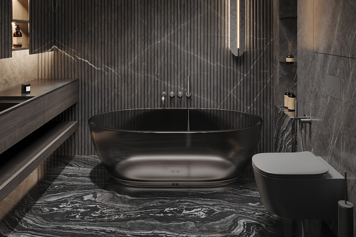 Marmurowa oaza relaksu Luksusowa łazienka z marmuru Carrara: elegancja i komfort domowego SPA.