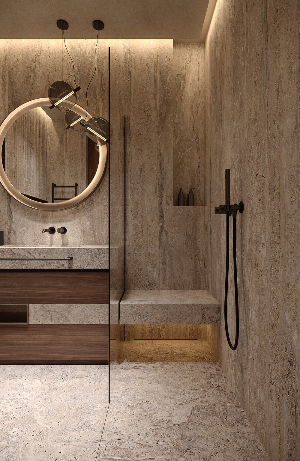 Prostota w łazience Minimalistyczna łazienka z prysznicem bez brodzika, prostota i funkcjonalność 2026.