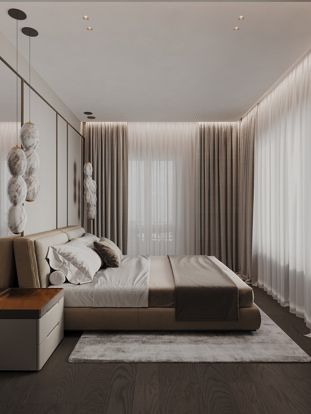 Len w aranżacji wnętrz Lniane zasłony, obrus i dekoracje w minimalistycznym wnętrzu ocieplonym stylem skandynawskim.