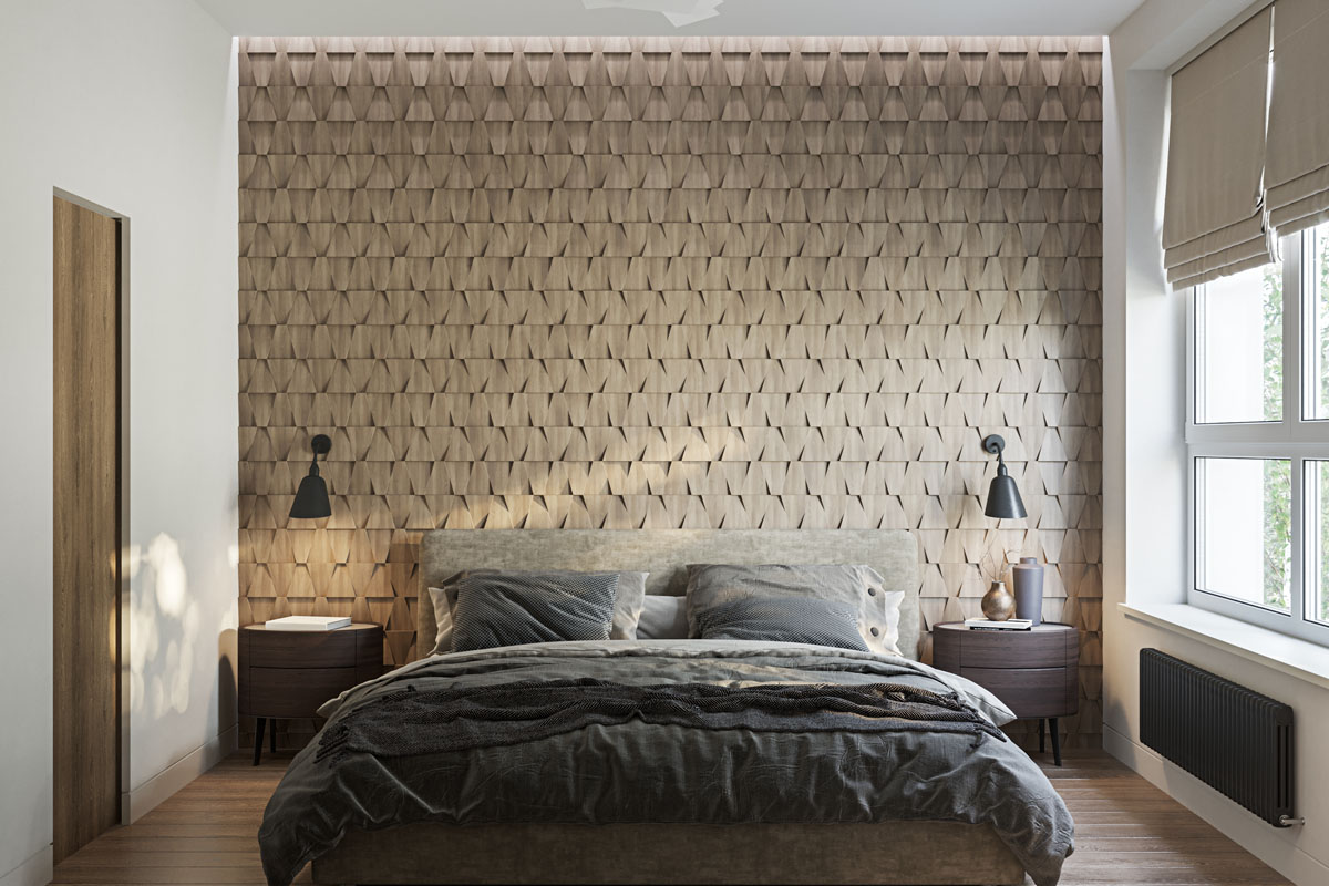Stylowe panele 3D na ścianę w nowoczesnym salonie tworzące efektowną przestrzeń.