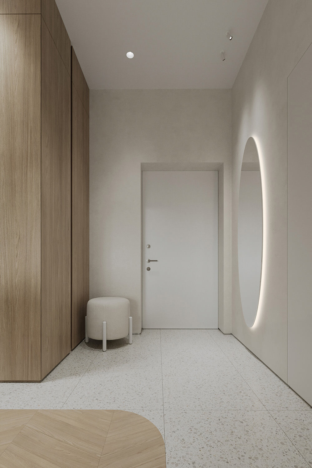 Kremowy kącik: Czytanie Kącik do czytania w kremowych tonach z плетеним fotelu i торшером.