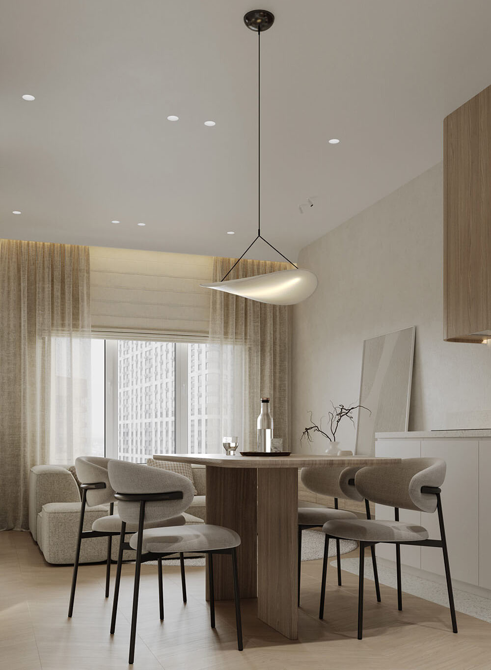 Kremowa kuchnia Kremowa kuchnia: funkcjonalna przestrzeń w stylu skandynawskim z naturalnymi akcentami.