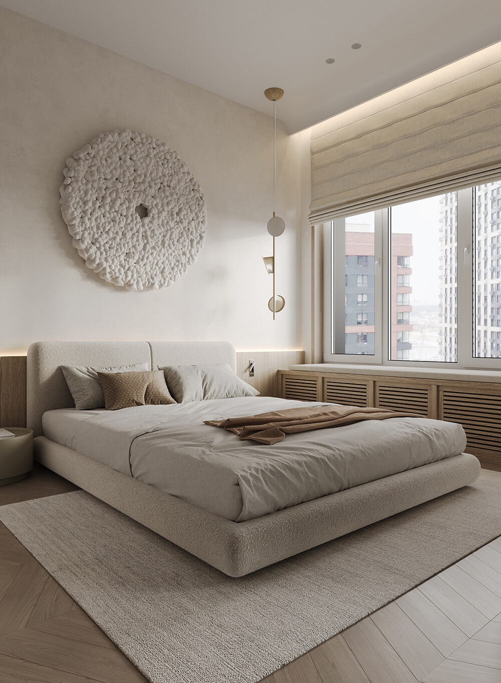 Tekstury w kremie Kremowy pokój: połączenie różnych tekstur dla unikalnego i przytulnego wnętrza.