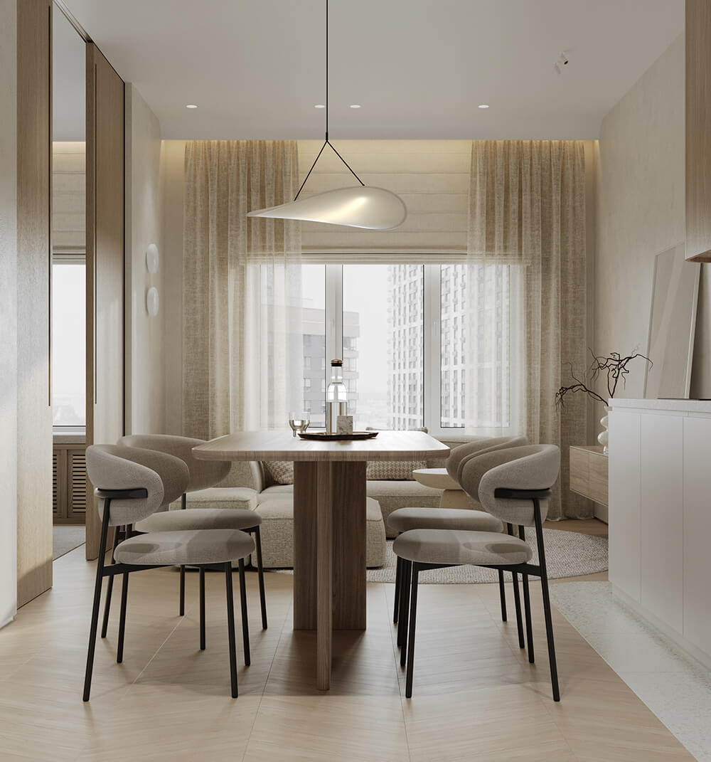 Kremowa kuchnia: Harmonia Kremowa kuchnia z drewnianymi szafkami i кам'яним blatem – harmonia kolorów.