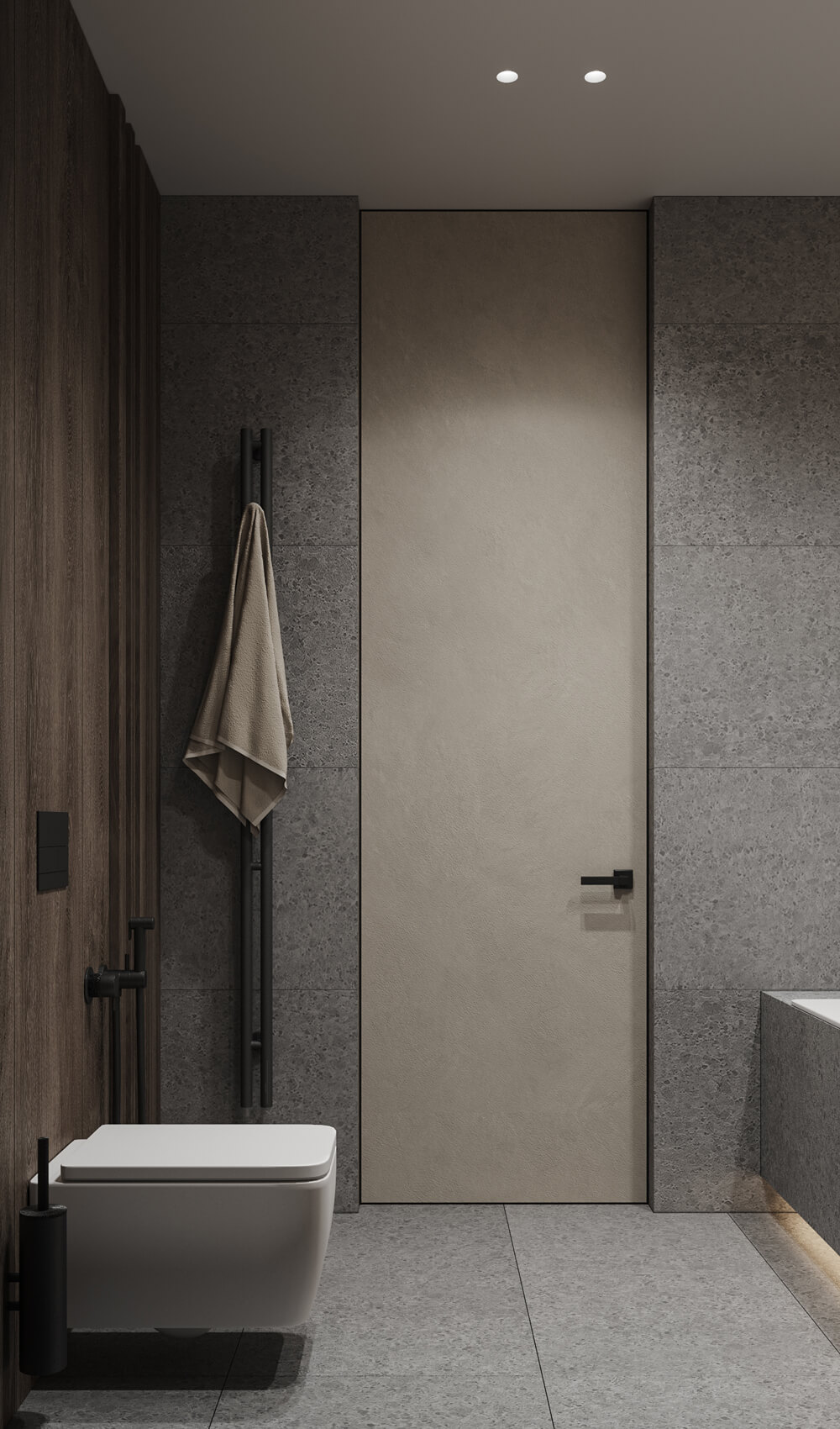 Minimalizm i szarości Męskie wnętrze mieszkania: minimalizm, funkcjonalność i szarości w apartamencie, styl 2026.