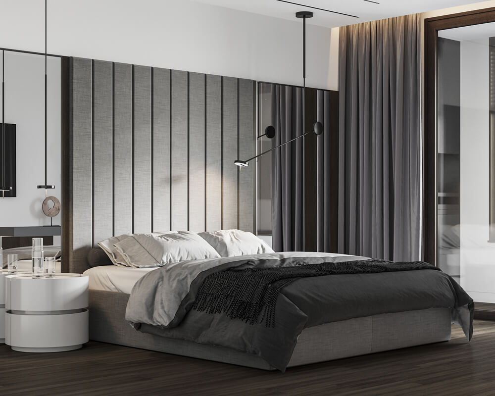 Minimalizm i światło Minimalistyczne wnętrze męskiego apartamentu: duże okna, naturalne światło, styl 2026.