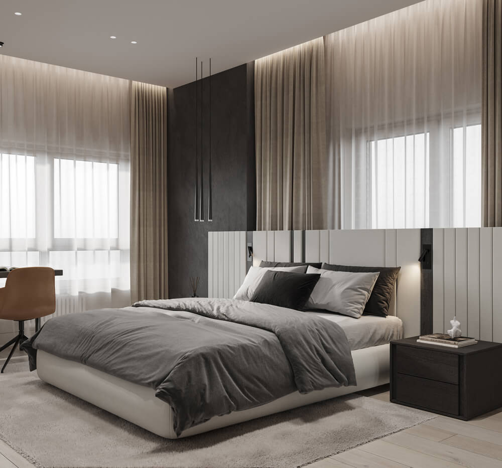 Jasne i przestronne Eleganckie męskie wnętrze 2026: kominek, duże okna i jasna kolorystyka, komfort.