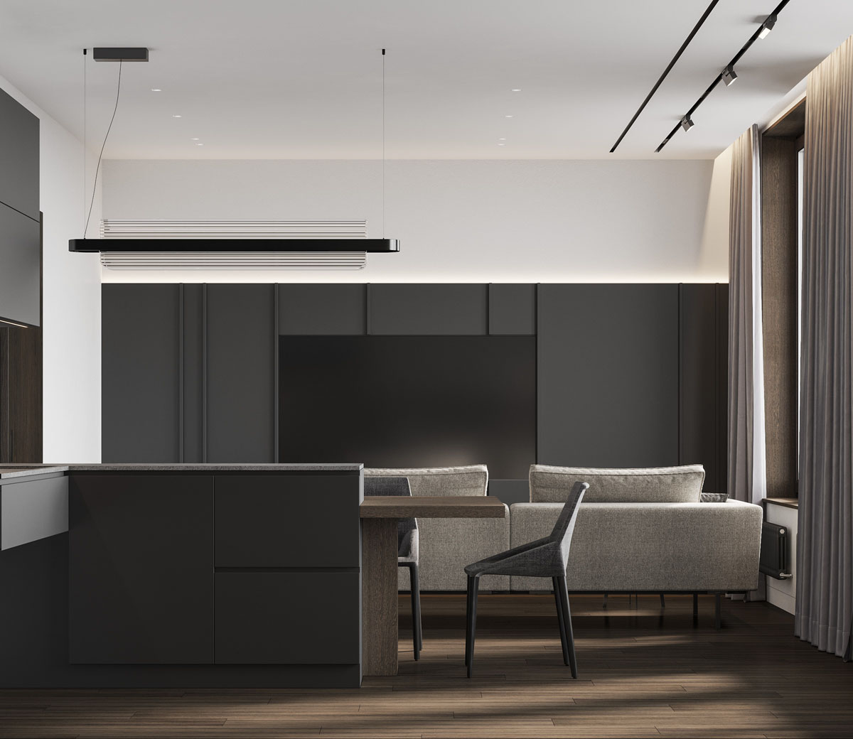 Minimalizm i przestrzeń Przestronny minimalistyczny salon 2026: Funkcjonalne meble i oszczędny wystrój w małym mieszkaniu.