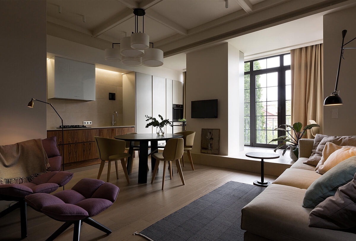 Trwałość i styl Nowoczesny design mieszkania na wynajem z trwałym wykończeniem i funkcjonalnymi meblami.