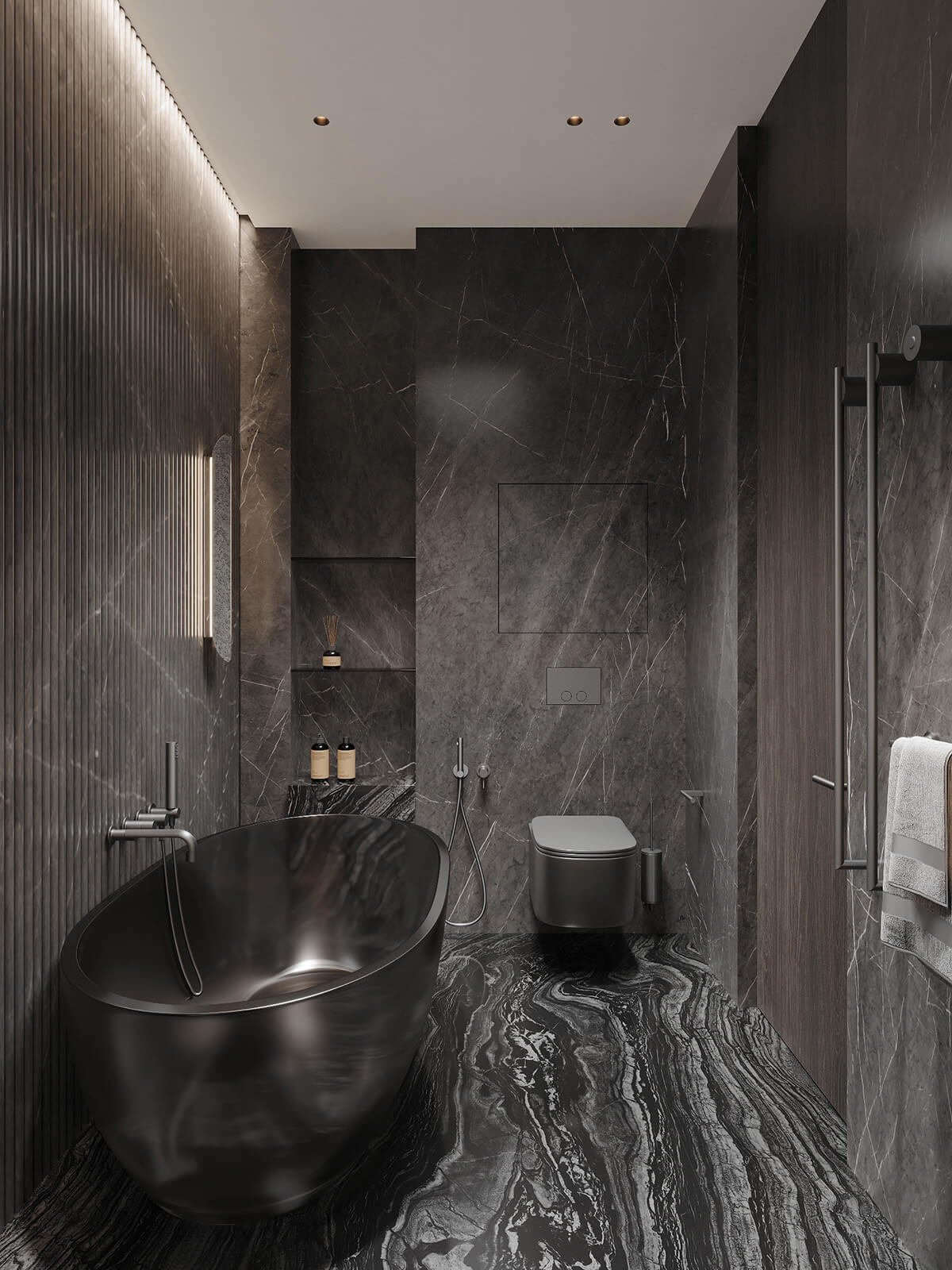 Elegancja i relaks Elegancki design wnętrza prywatnej strefy w mieszkaniu.