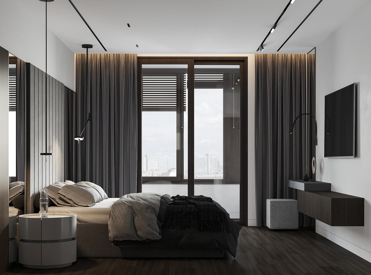 Brązowa sypialnia: połączenie brązu ze światłymi odcieniami dla relaksu.