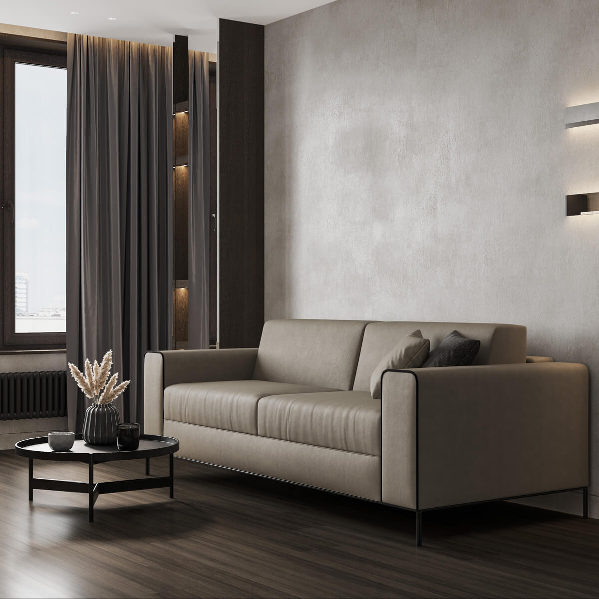 Elegancka łazienka w kolorze brązowym z wykorzystaniem płytek ceramicznych.