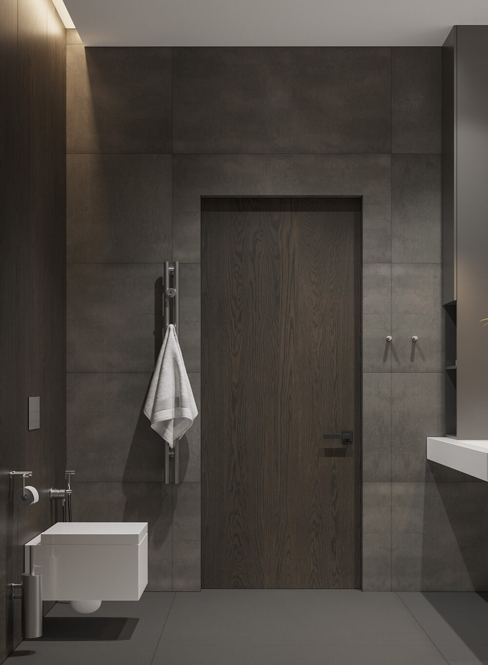 Przytulna sypialnia w ciepłych odcieniach brązu z tekstylnymi akcentami.