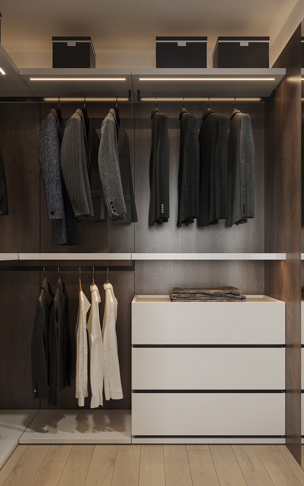 Kuchnia pod ręką Funkcjonalne otwarte półki kuchenne z naczyniami i akcesoriami kuchennymi.