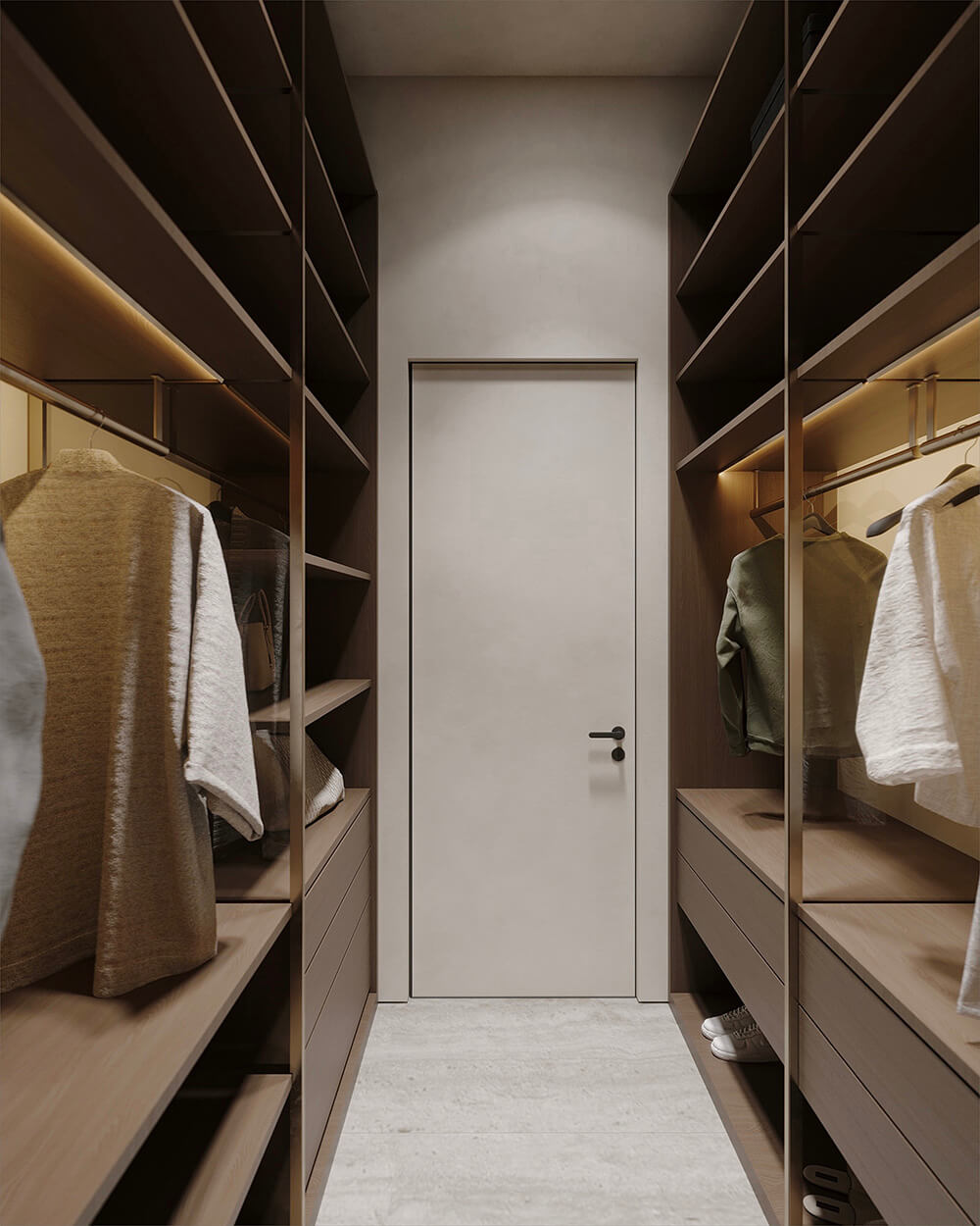 Metal i minimalizm Minimalistyczny salon z otwartym systemem przechowywania z metalowym stelażem i dekoracjami.