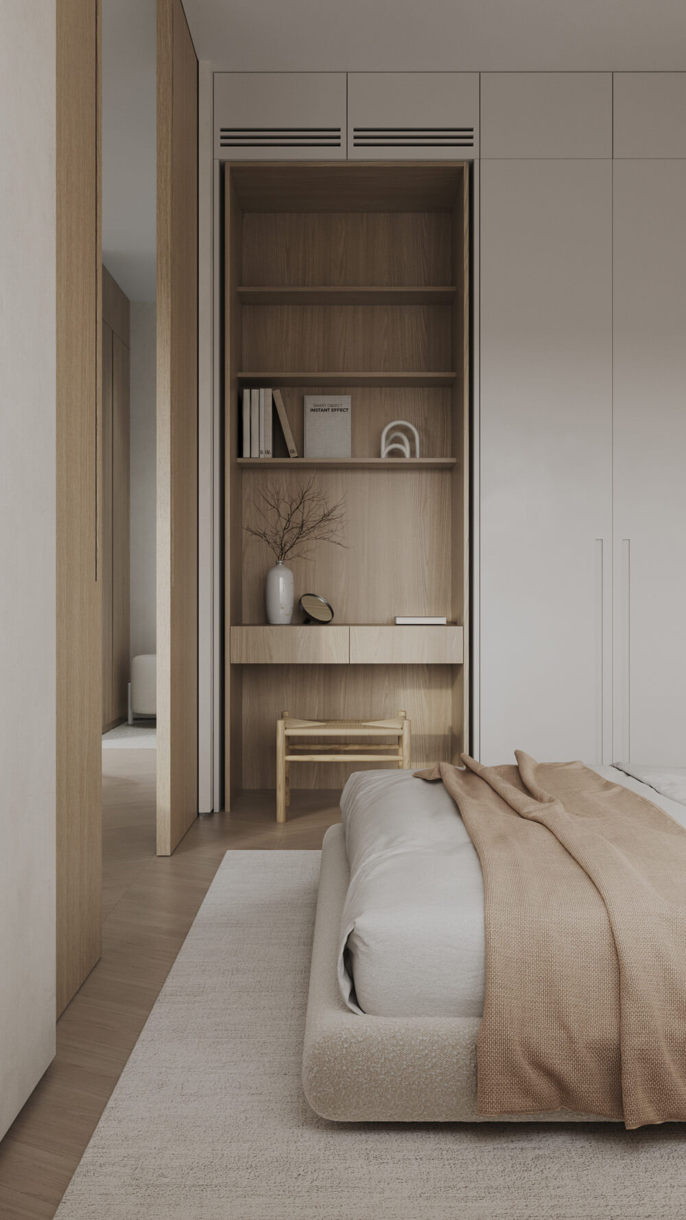 Naturalne drewno w roli głównej Drewniane drzwi przesuwne wewnętrzne w minimalistycznym wnętrzu 2026: akcent na naturę.