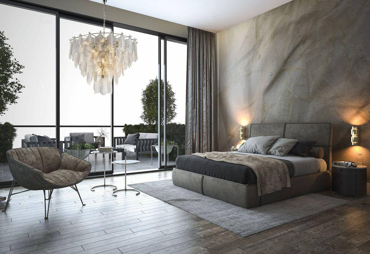 Geometryczny akcent Zasłony z geometrycznym wzorem w nowoczesnym wnętrzu mieszkania