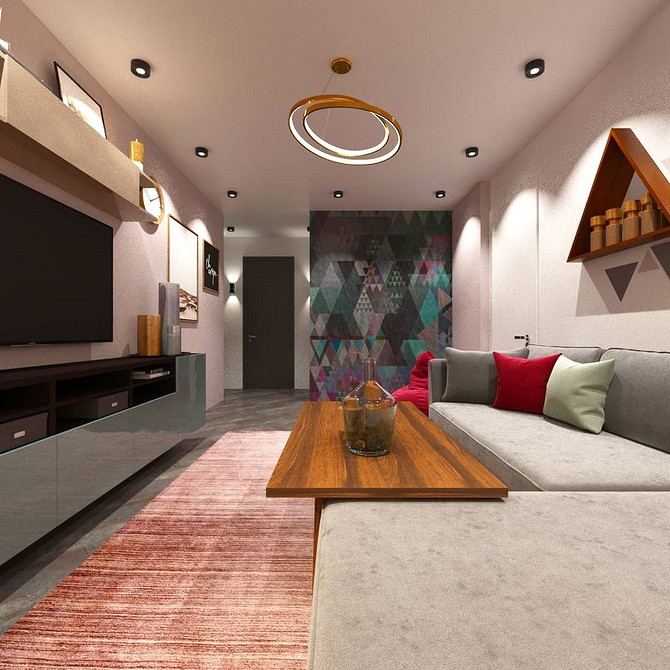 BESTA: Przytulny salon System BESTA w salonie z drewnianymi elementami dodającymi przytulności