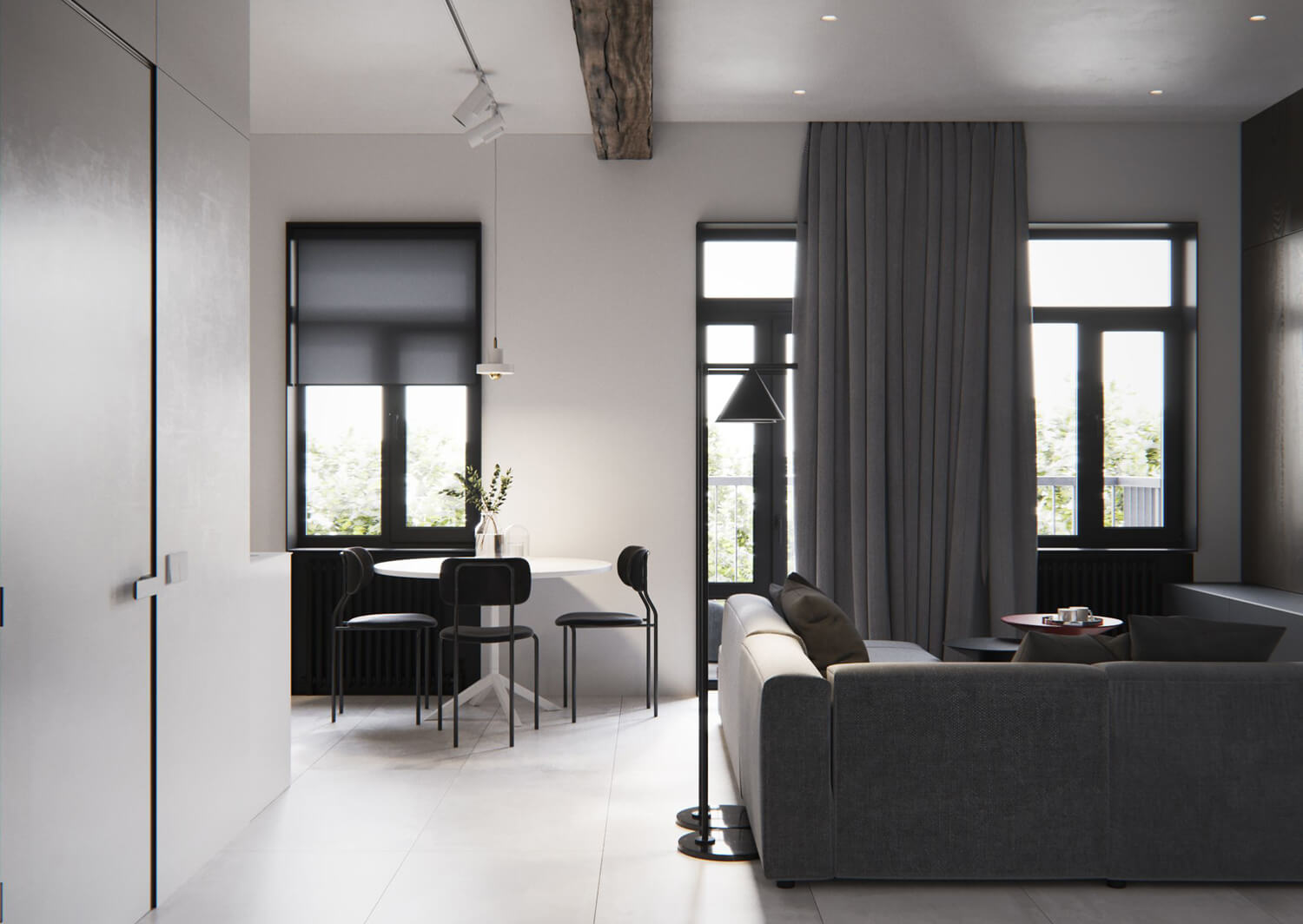 Strefa komfortu Funkcjonalna strefa relaksu w dwupokojowym mieszkaniu, nowoczesny design 2026