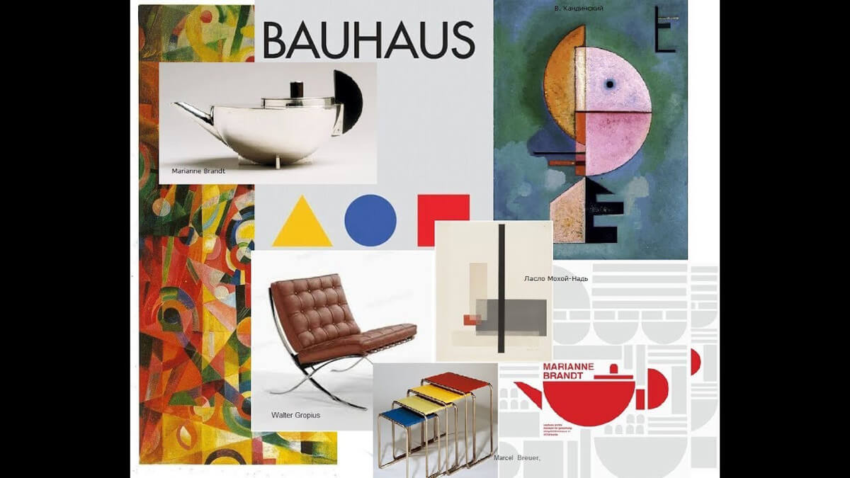 Bauhaus: Geometryczna harmonia Geometryczne kształty i czyste linie w minimalistycznym wnętrzu w stylu Bauhaus.