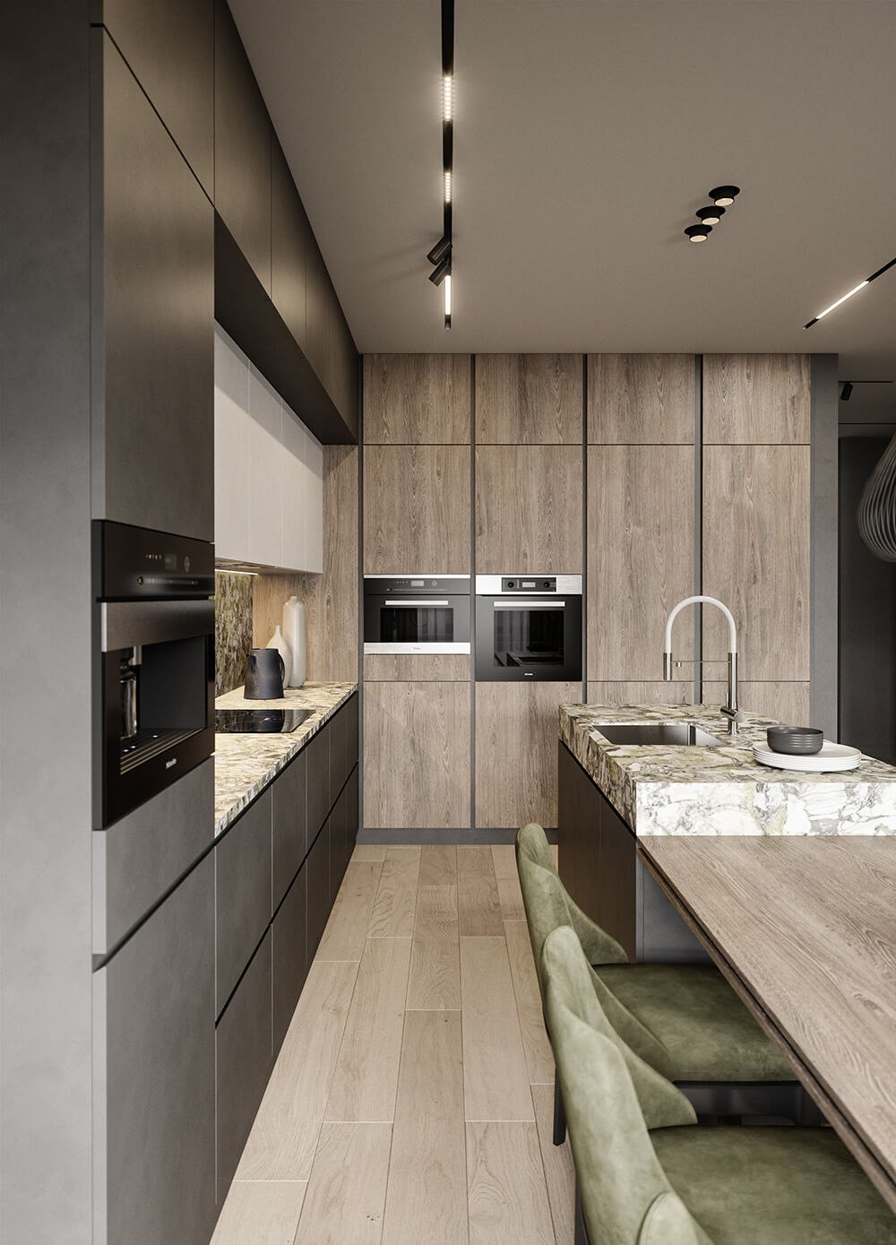 Marmur w sypialni Luksusowa sypialnia z zielonym marmurem na ścianie – aranżacje wnętrz 2026