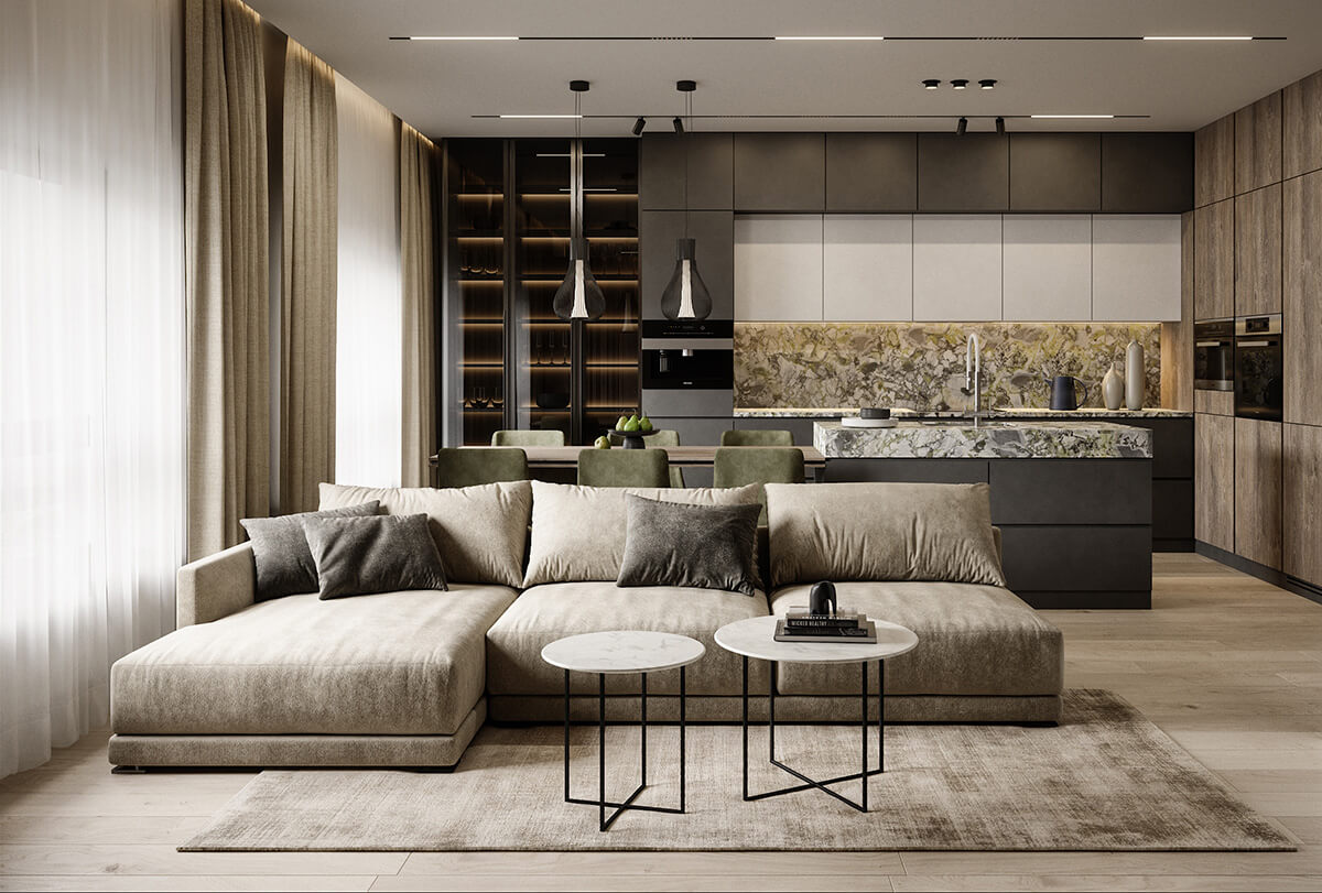 Kominek z zielonego marmuru Kominek z zielonego marmuru w salonie – ekskluzywne wykończenie wnętrz