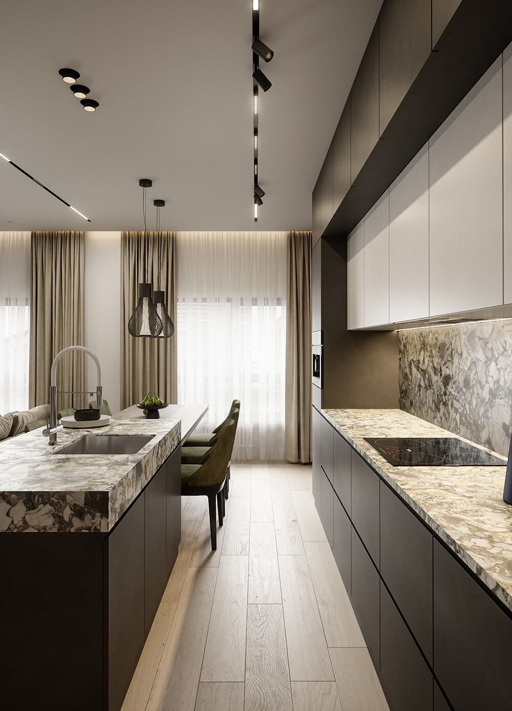 Zielony marmur w kuchni Zielony marmur w kuchni: blat i fartuch – ekskluzywny design 2026