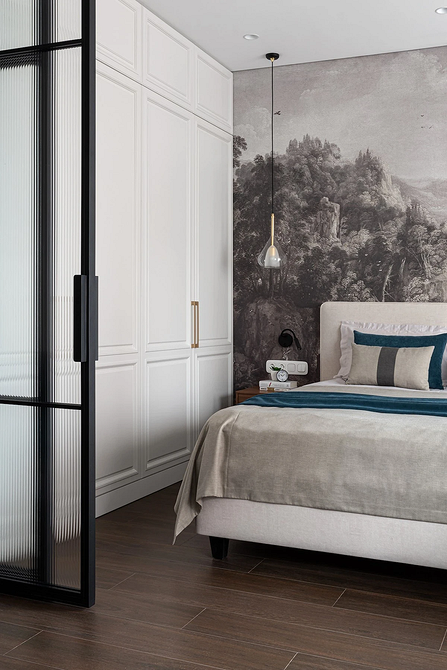 Oświetlenie pomieszczenia Ciemny kąt w pokoju z powodu złego oświetlenia i ustawienia mebli.