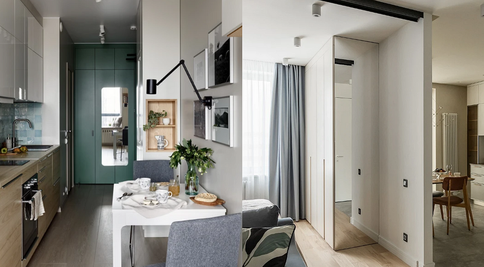 Półki na boku szafy Otwarte półki na boku szafy na książki i dekoracje, organizacja przestrzeni.