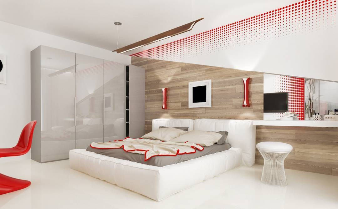 Niebieska harmonia Sypialnia z białymi meblami i niebieskimi ścianami. Idealne połączenie kolorów.