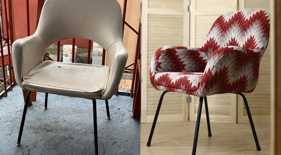 Lata 70. powracają Odnowiony fotel w stylu lat 70. Udana renowacja i tapicerka.