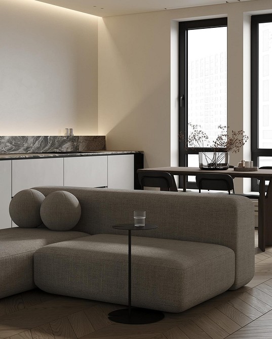 Szary Диван 2026: Minimalizm Stylowy szary sofa w salonie 2026: nowoczesny minimalizm i funkcjonalny design.