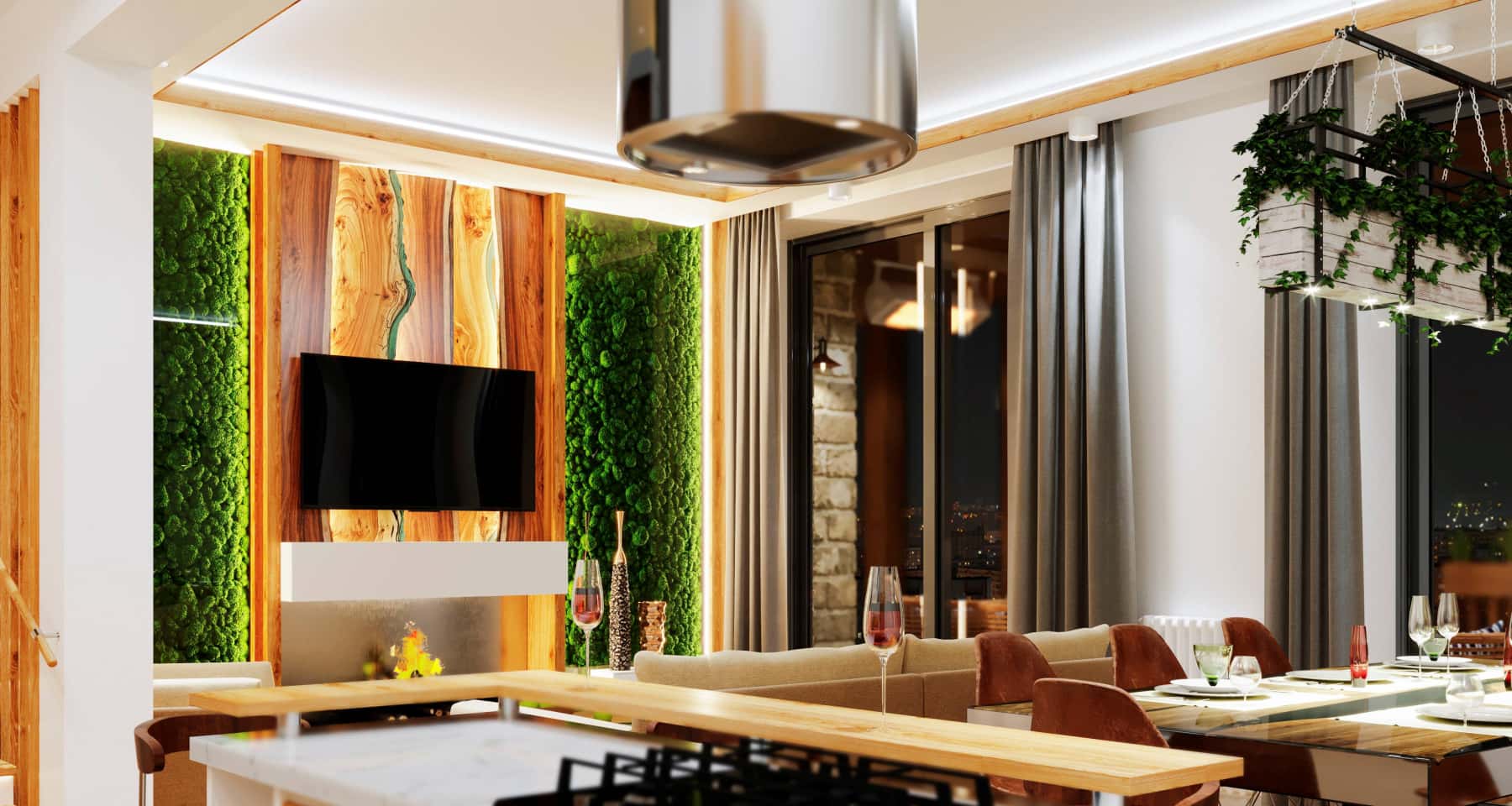 Wygodny salon Salon z panoramicznymi oknami i wygodnymi sofami pod Warszawą, 2026.