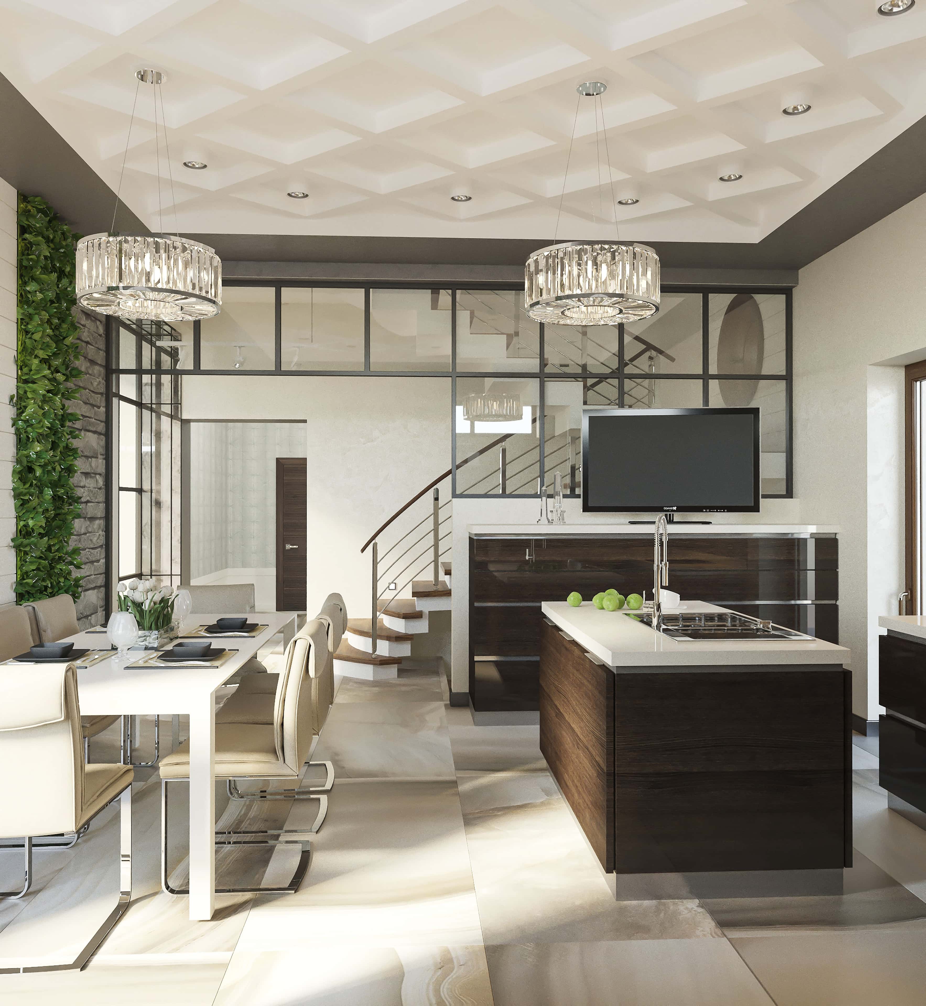 Kuchnia z widokiem Kuchnia z oknami panoramicznymi optycznie powiększa przestrzeń w 2026 roku.