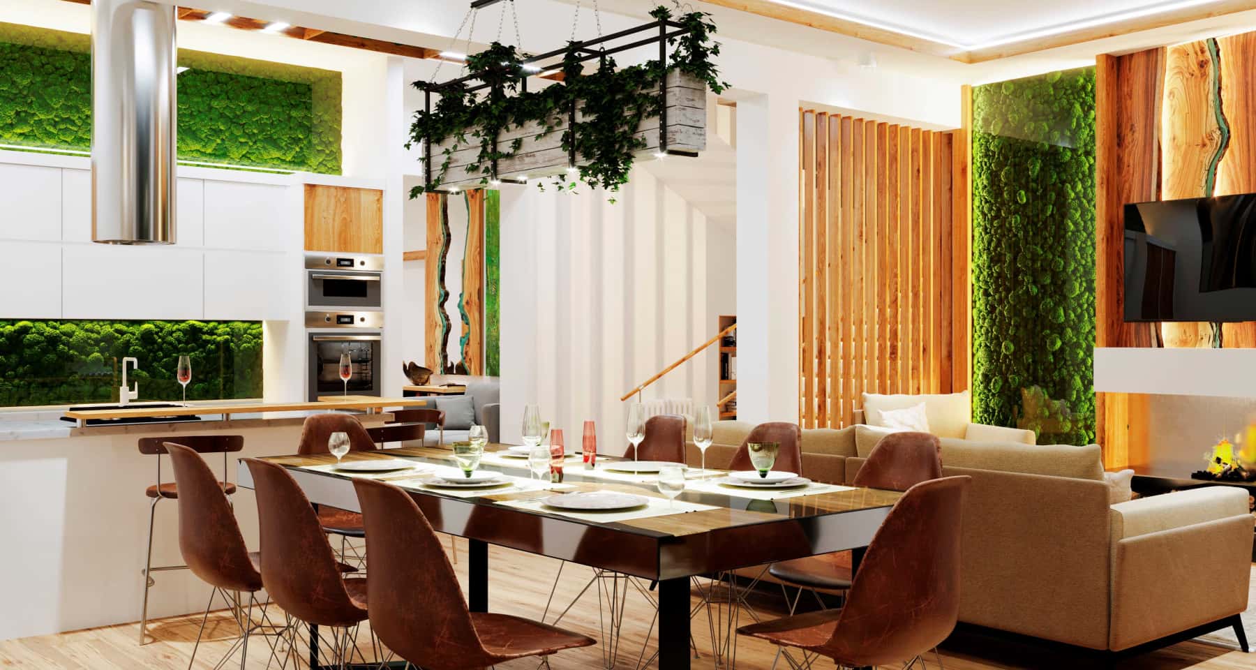 Minimalistyczna przestrzeń Wnętrze domu z oknami panoramicznymi, styl minimalistyczny, okolice Warszawy.