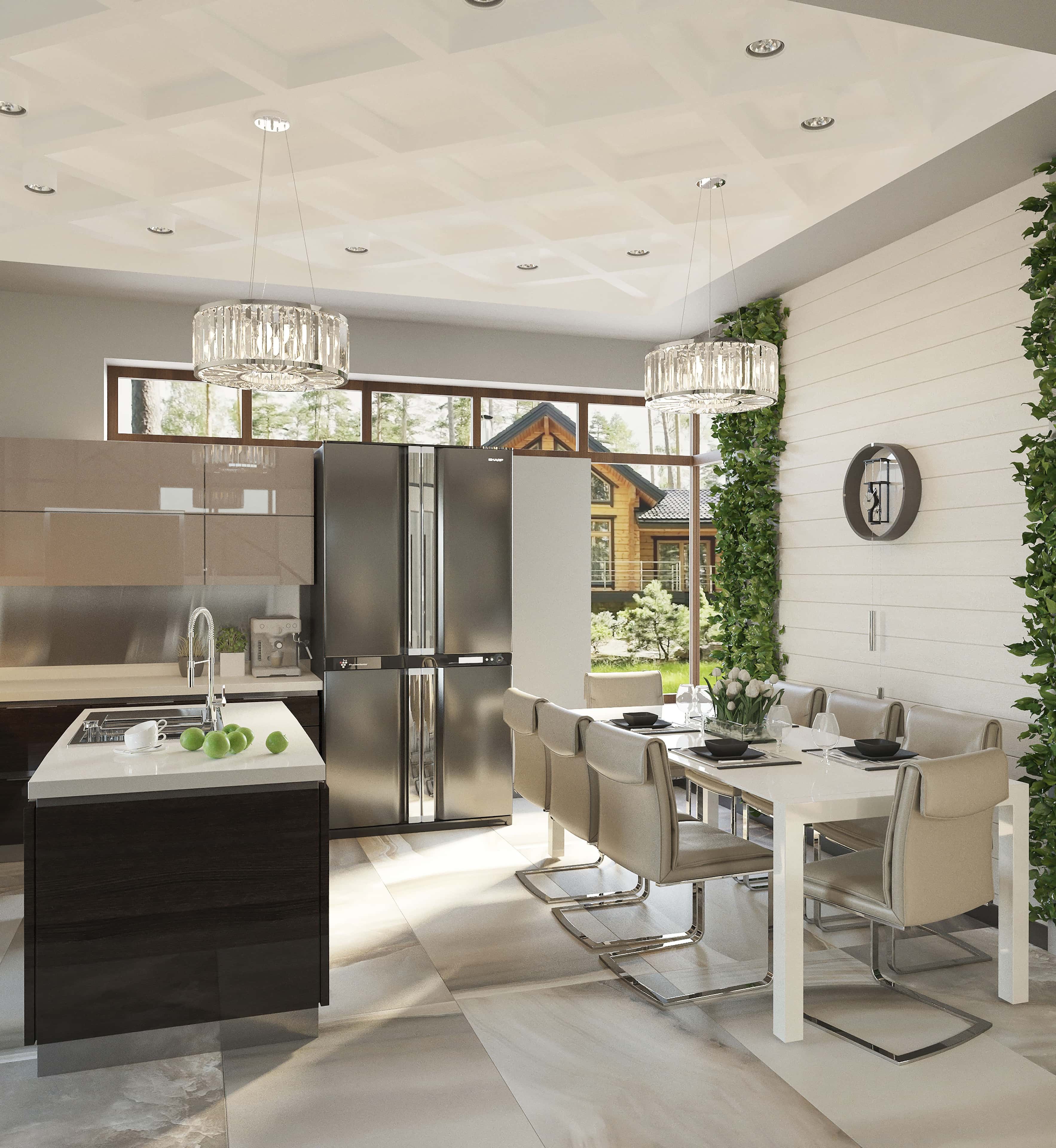 Salon z widokiem Przestronny salon z oknami panoramicznymi wychodzącymi na ogród 2026.