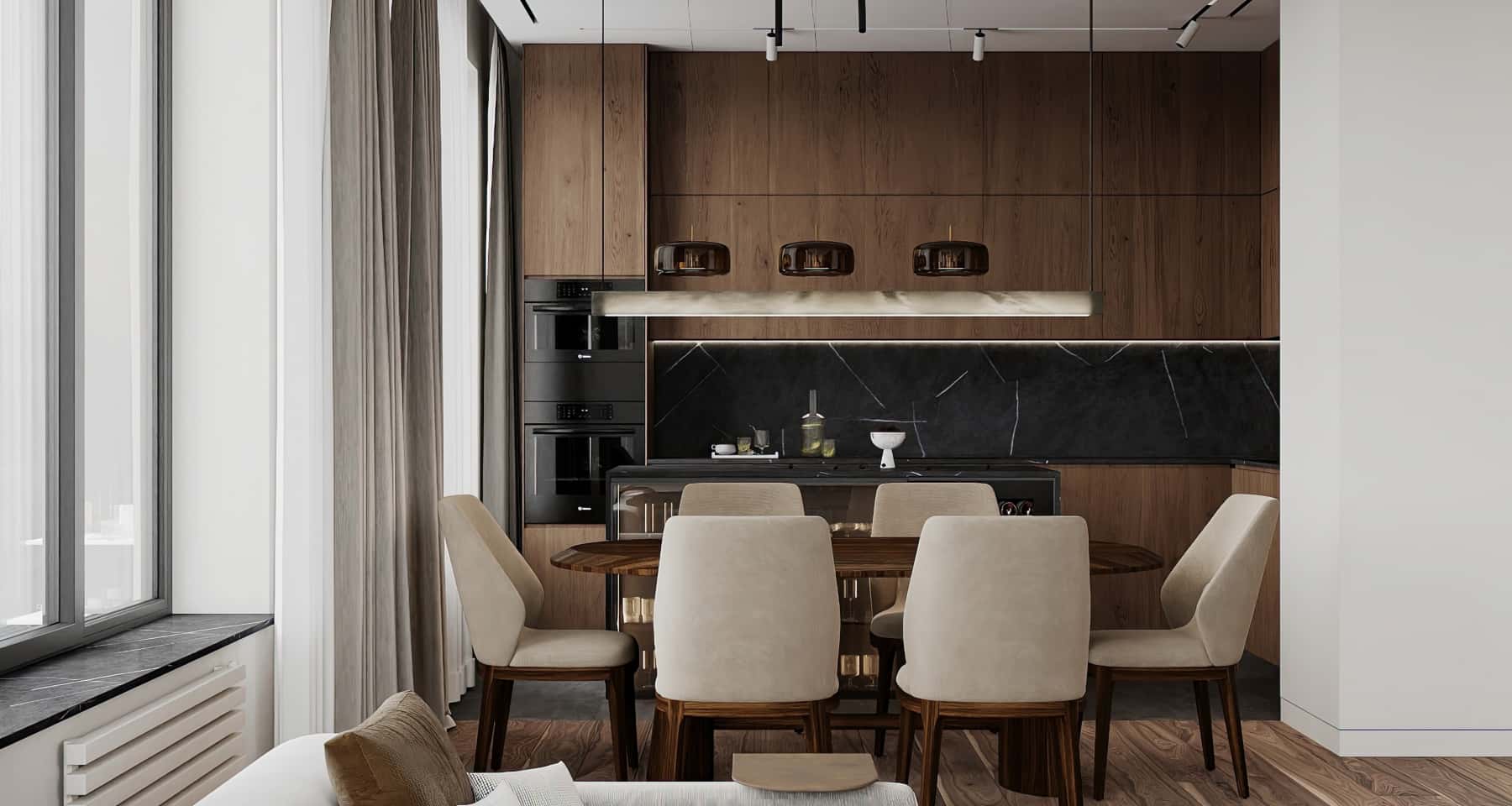 Loftowy minimalizm 2026 Loft 2026: Minimalistyczny salon z ciepłymi akcentami drewna i naturalnego światła.