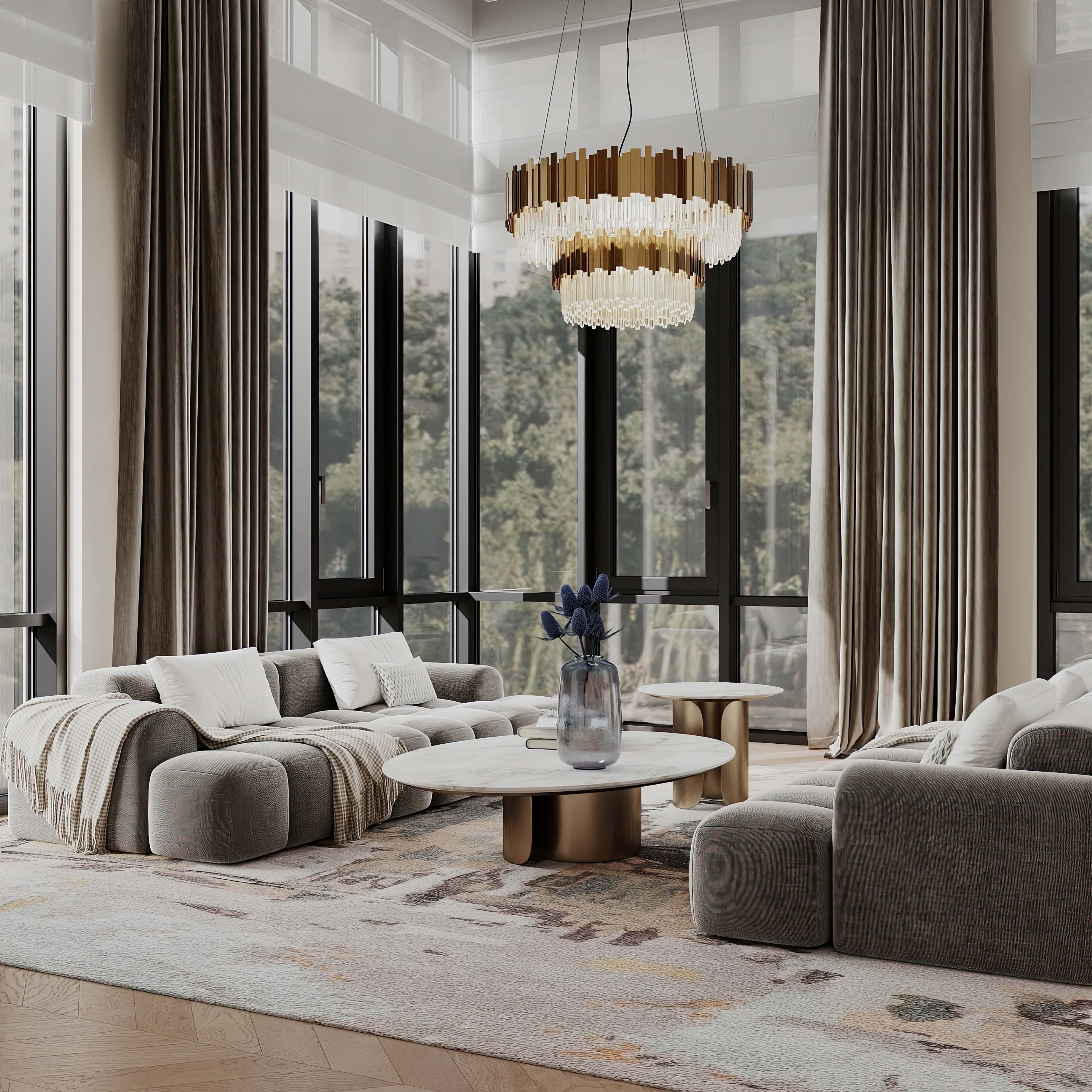 Ciepło kominka Kominek w salonie, tworzący atmosferę ciepła i komfortu w wiejskim domu.