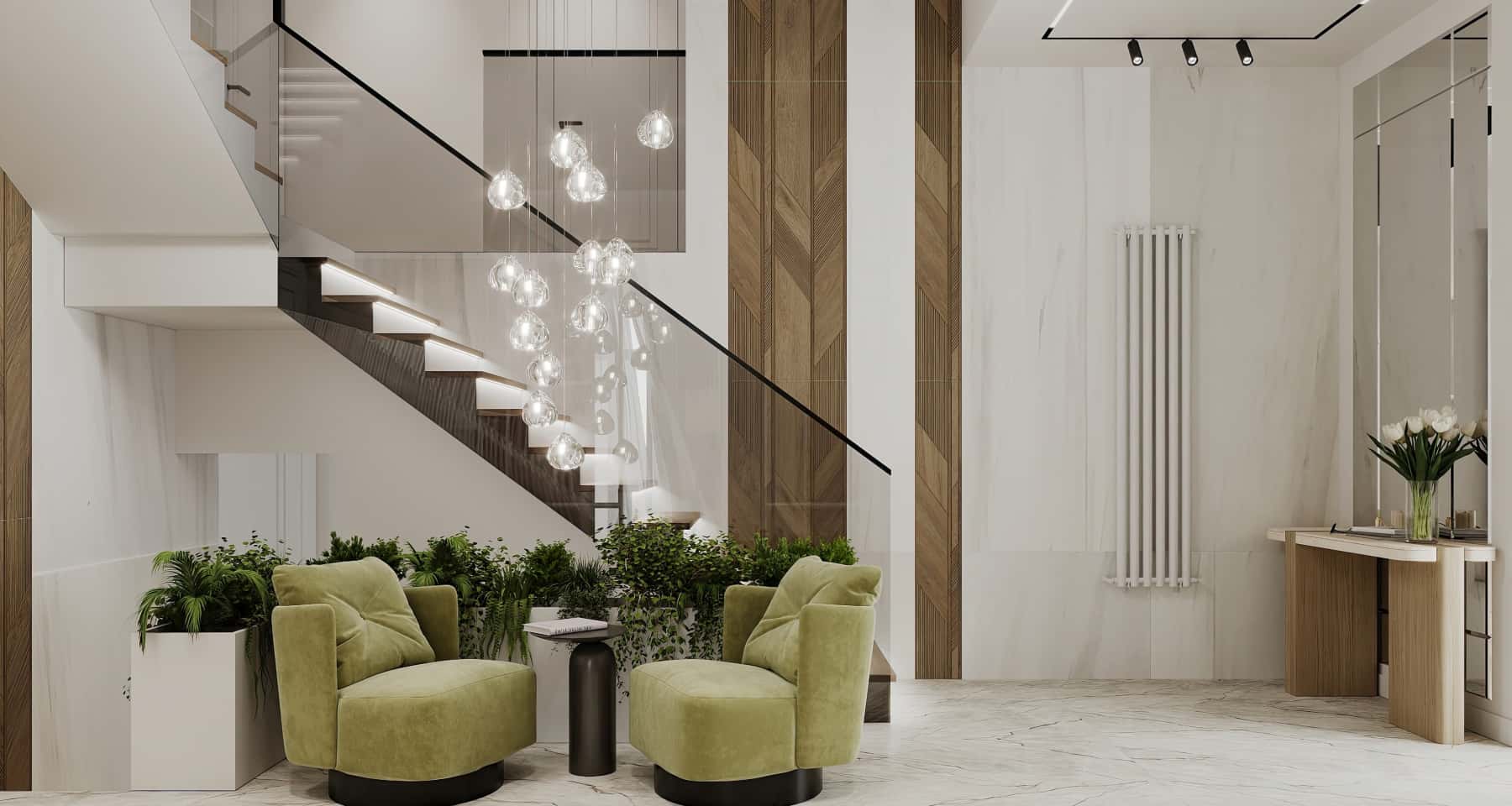 Eko-kuchnia i salon Otwarta przestrzeń kuchni-salonu z drewnianymi elementami w ekologicznym stylu projektowania.