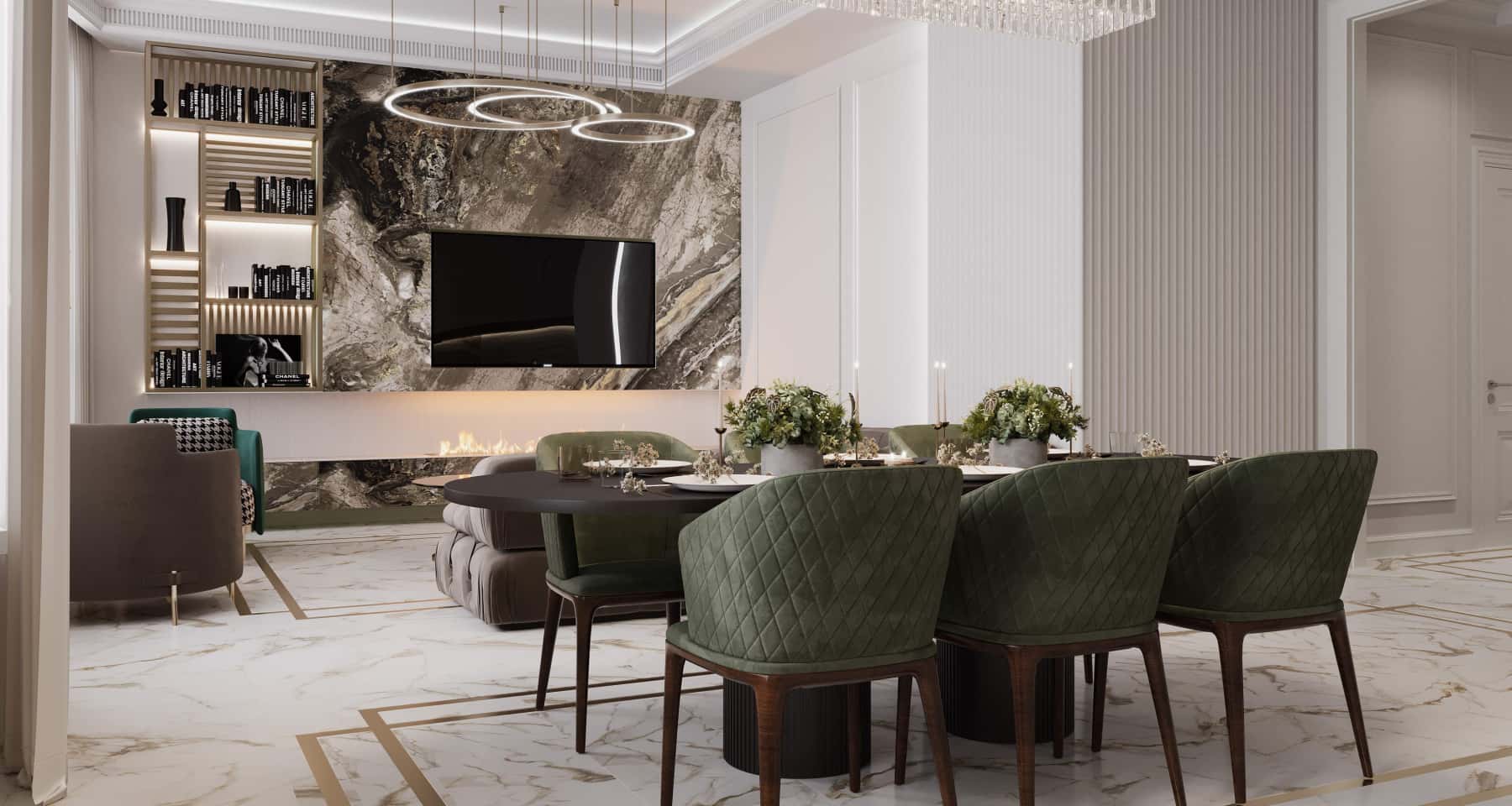 Art Deco: Funkcjonalność Aranżacja kuchni Art Deco 2026: połączenie funkcjonalności i blasku w jasnych kolorach.