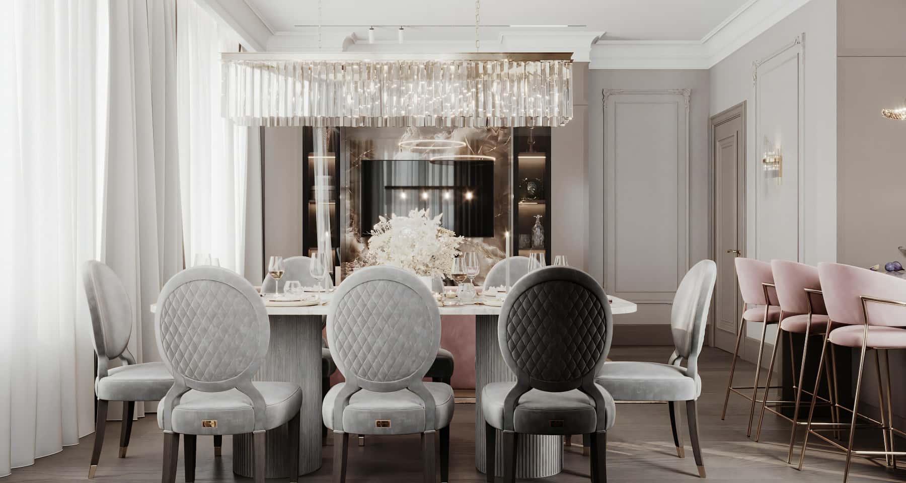 Art Deco: Spójność Design kuchni Art Deco 2026: jasne kolory i luksusowe materiały tworzą spójną całość.