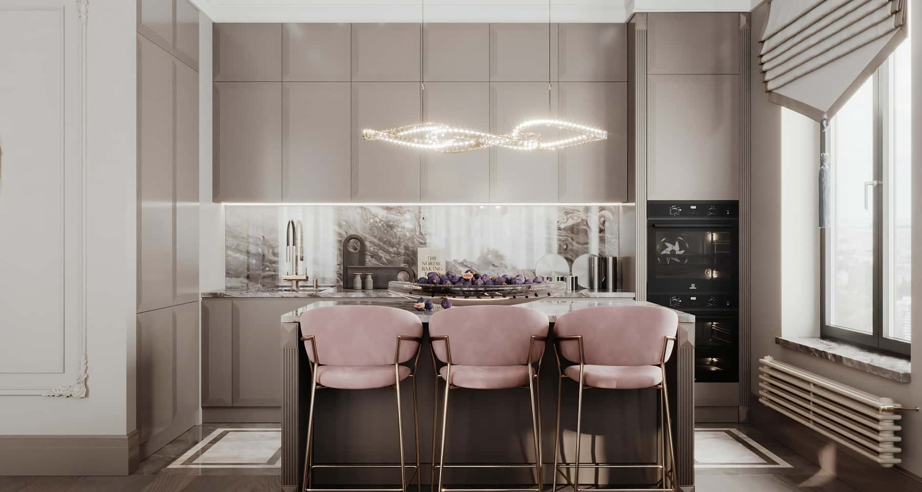 Art Deco: Elegancja Elegancka kuchnia Art Deco 2026: jasne wykończenia, marmur i welur w jednym.