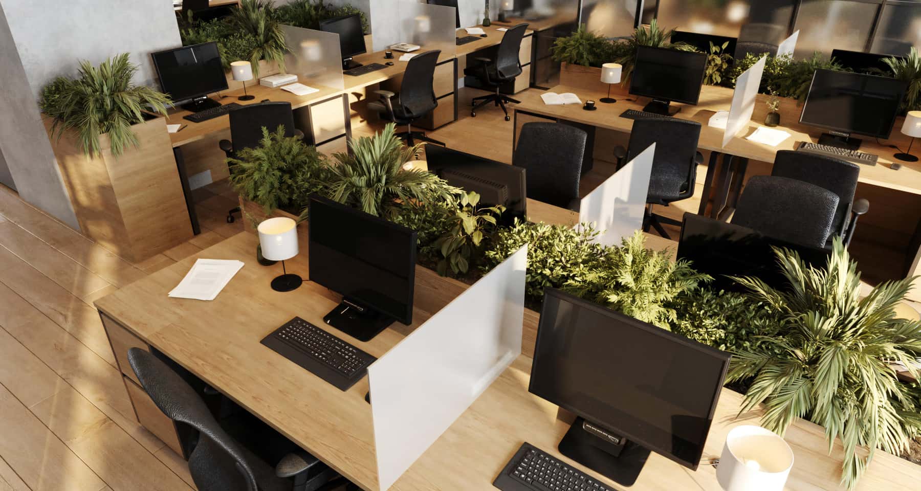 Nowoczesny design Biuro z panelami 3D i oświetleniem LED: nowoczesny design dla firm.