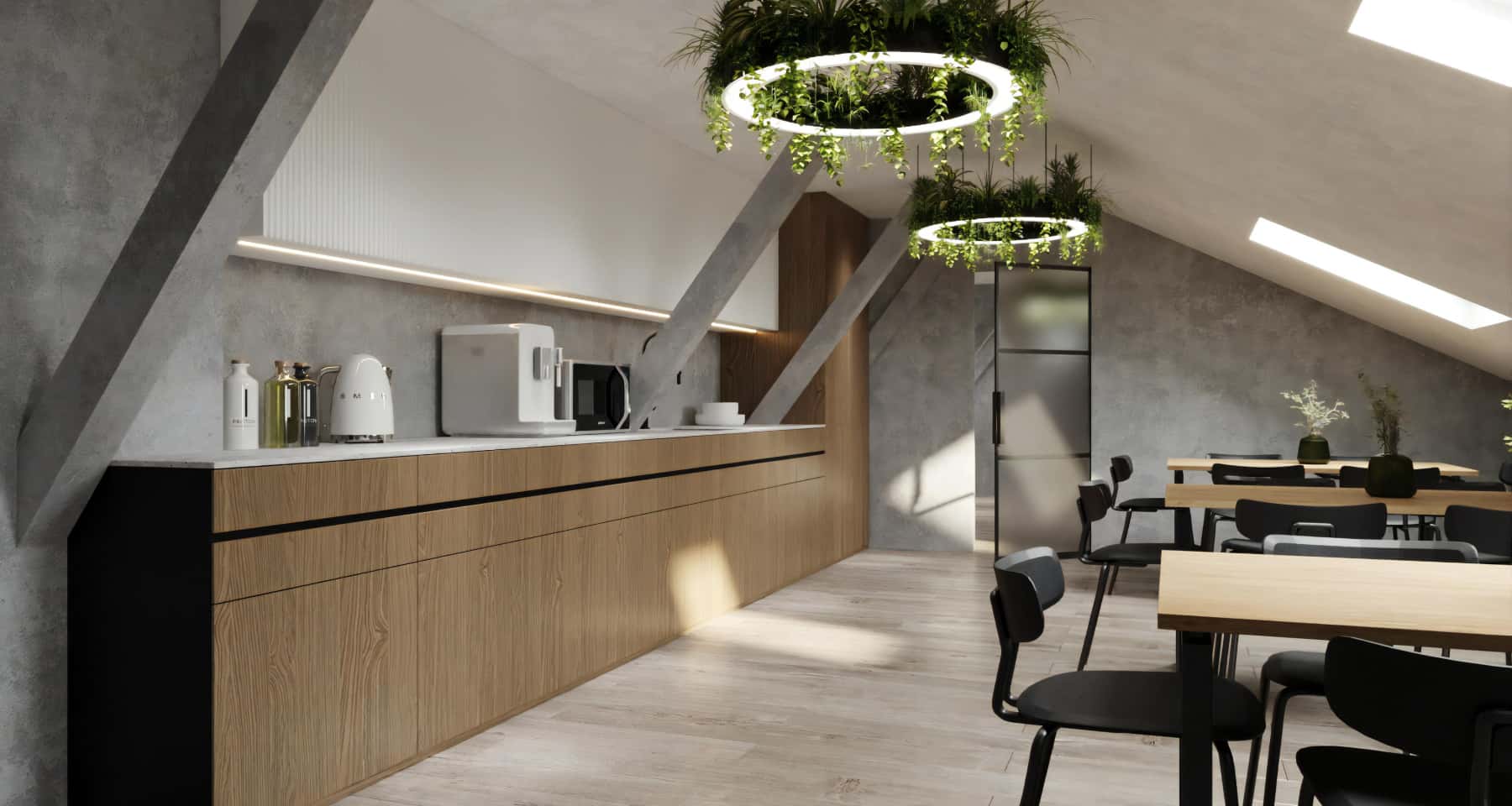 Biuro z charakterem Projekt biura loft 2026 z wykorzystaniem paneli 3D i oświetlenia LED