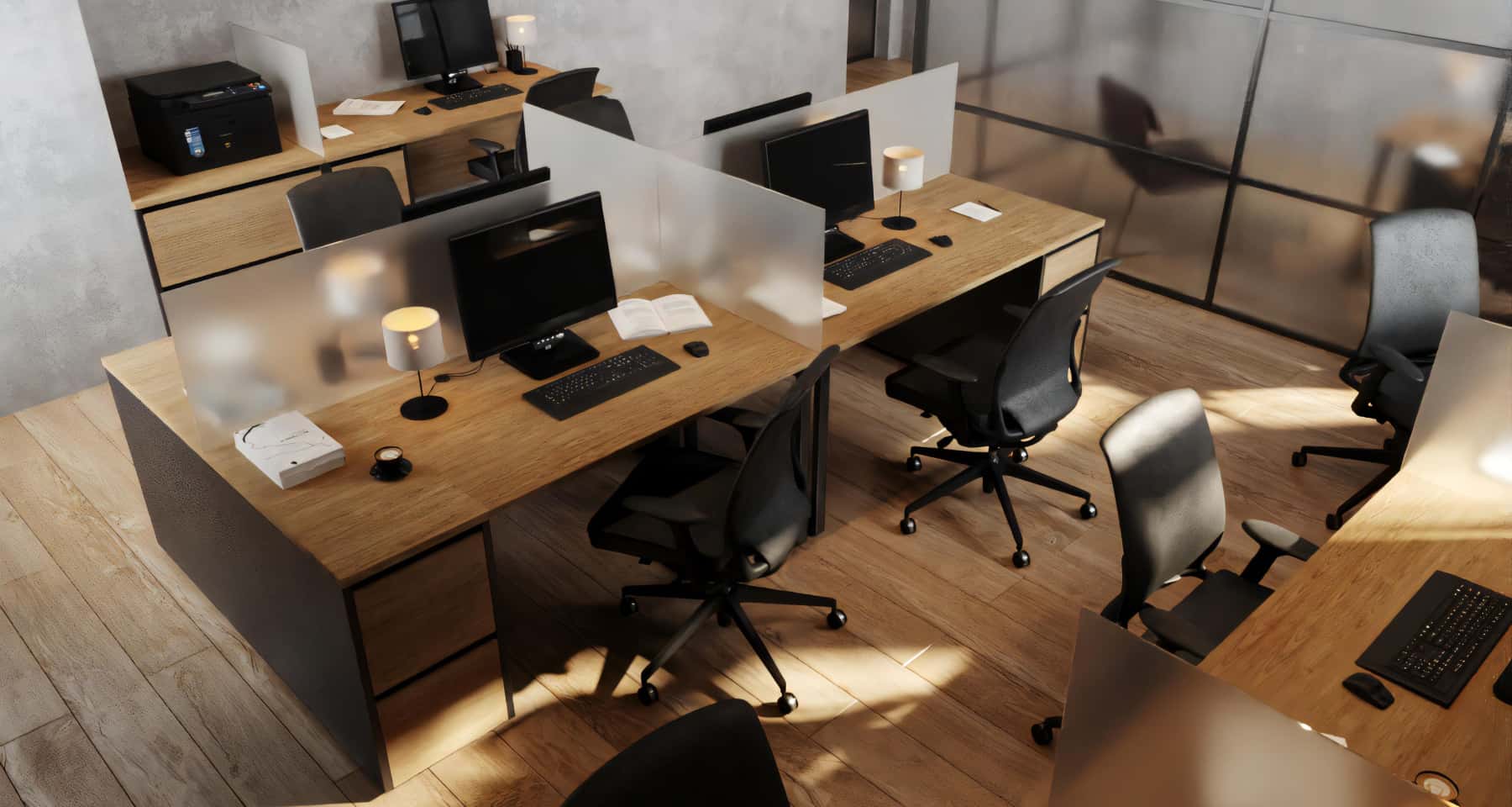 Ergonomia i beton Projekt ergonomicznego biura z wykorzystaniem betonu architektonicznego.