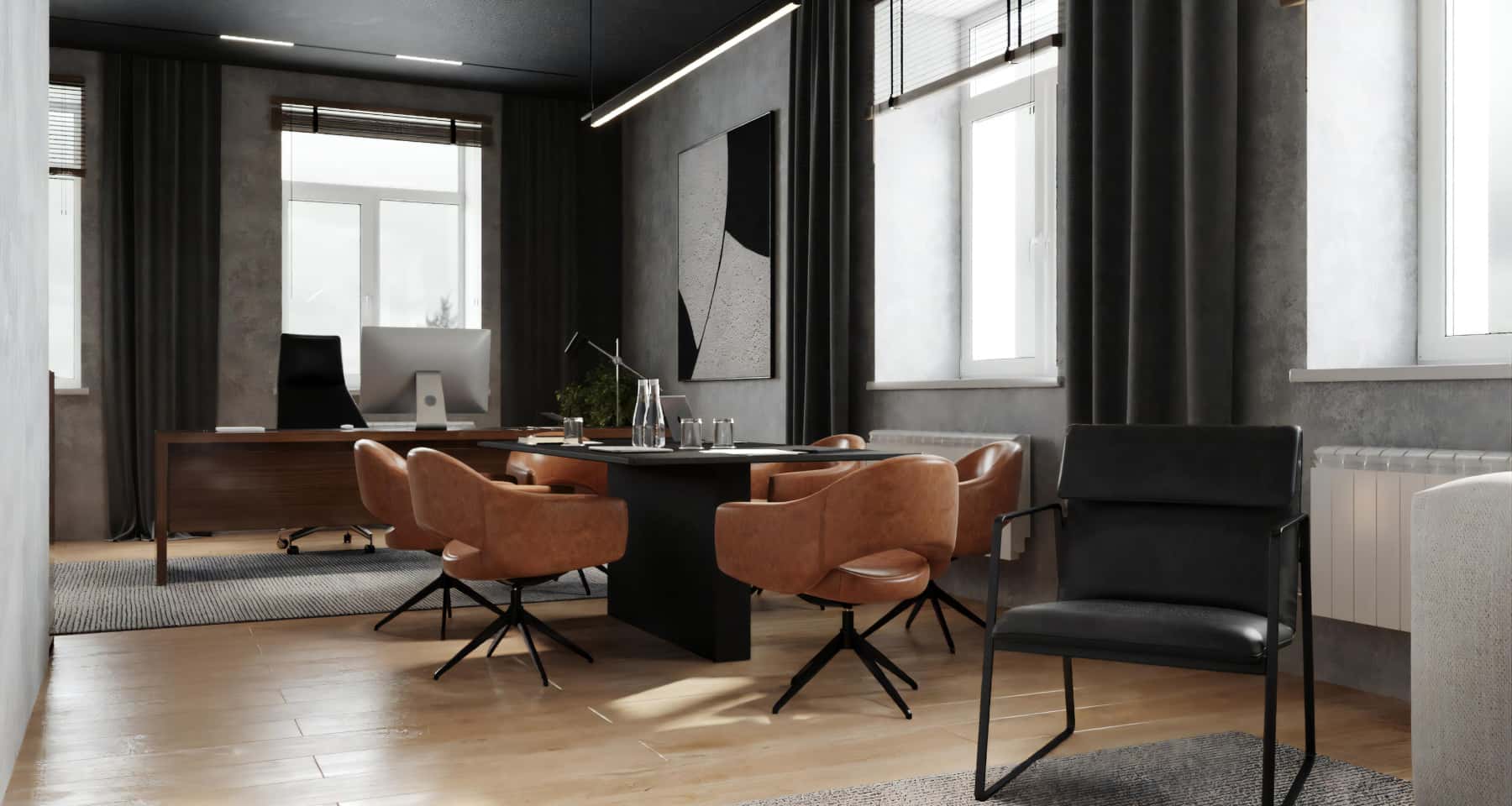 Światło i ergonomia Projekt ergonomicznego biura z oświetleniem LED i nowoczesnym designem